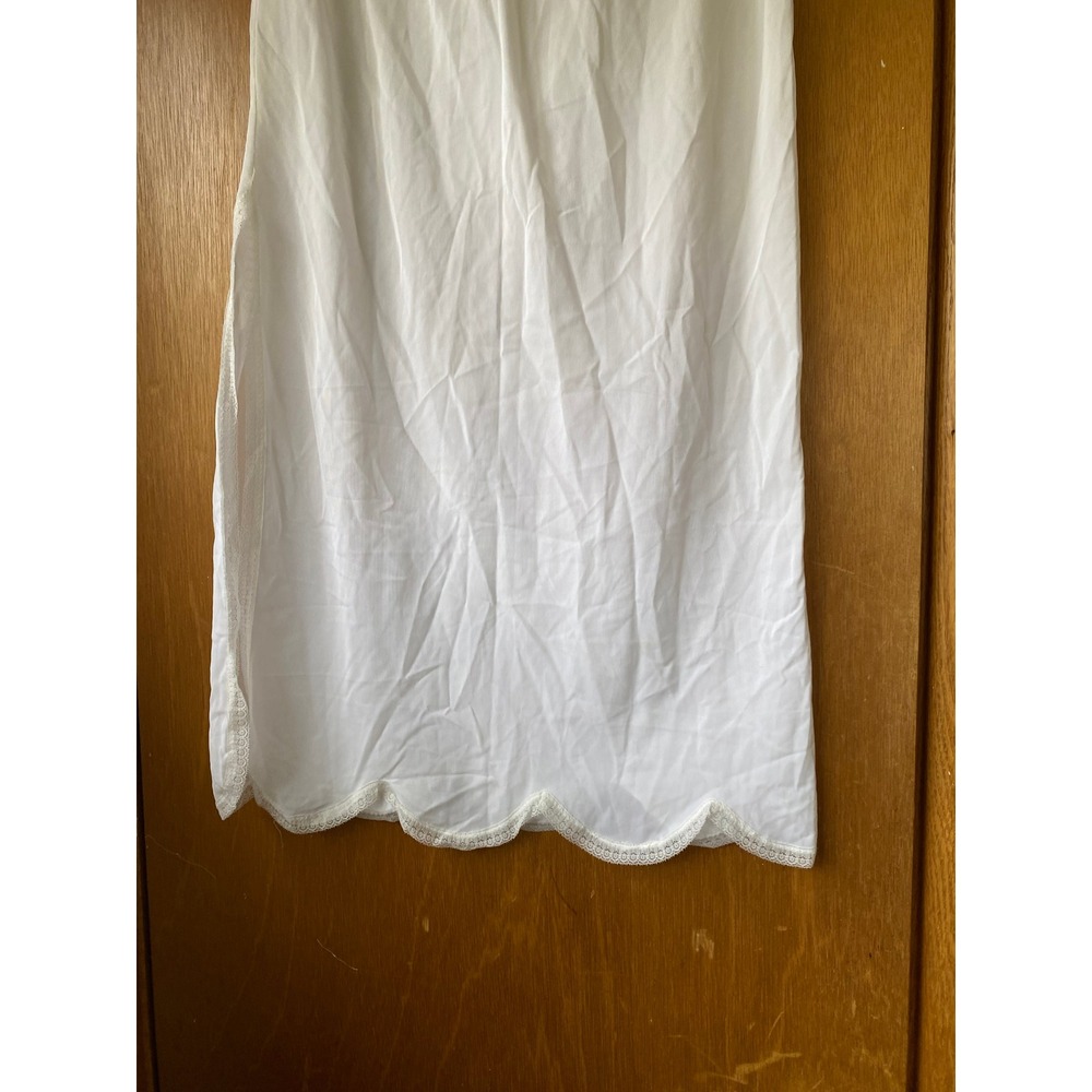 Vintage Scalloped Lace Hem White Maxi Half Slip Small Sheer Victorian Femme Boho - Picture 3 of 4